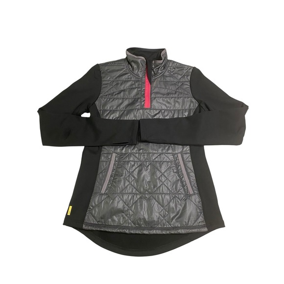Lolë Jackets & Blazers - ⁠Lole Womens S Quilted Hybrid 1/4 Zip Pullover Jacket Gray Black Pink Thumbholes
